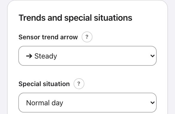 Sensor trend arrow and special situation
