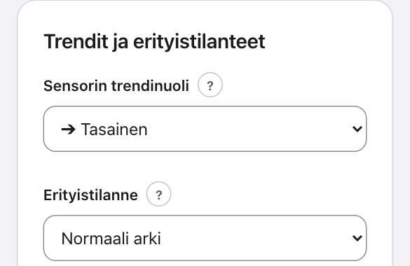 Sensorin trendinuoli ja erityistilanne